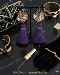 Háčkované  dizajnové náušnice "Art Deco - v znamení luxusu"